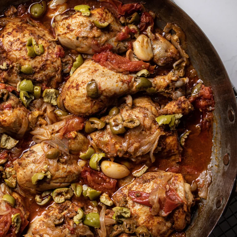Braised Chicken With Harissa and Olives